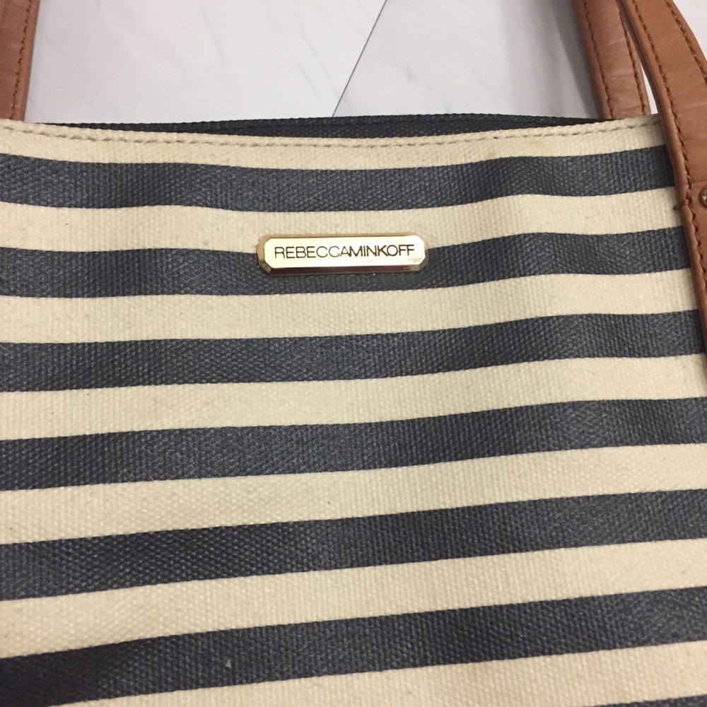 Rebecca Minkoff Navy Cream Striped Shoulder Bag - Picture 4 of 6